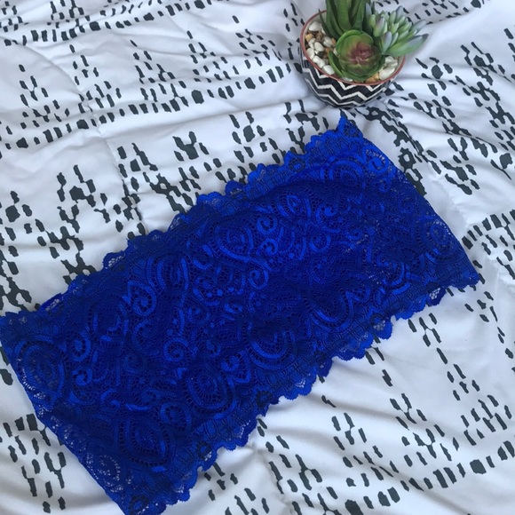 Free People Other - Free People bandeau blue lace bralette cobalt
